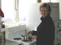 Deborah Boon at the kitchen, before the lodge fire
